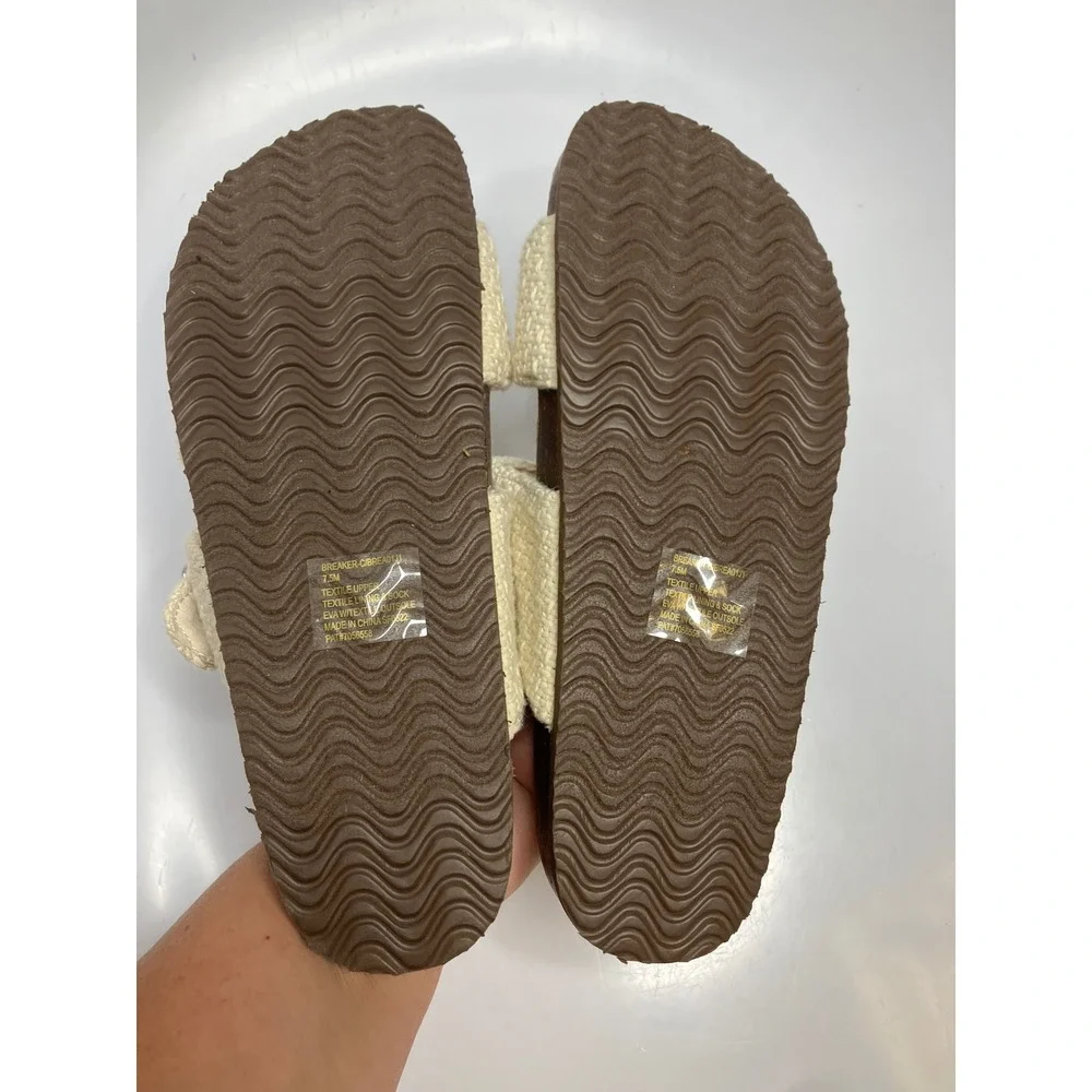 Madden Girl Breaker Sandals Womens 7.5 Cream new Woven Buckle Slide